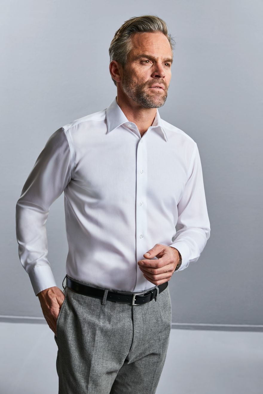 Camisa moderna non-iron manga larga hombre Manga larga