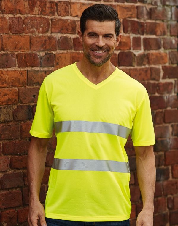 Camisetas reflectante yoko cuello v fluo para personalizar vista 1