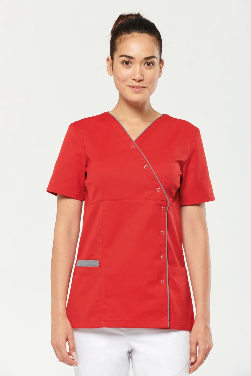 Blusa polialgodón con botones a presión mujer