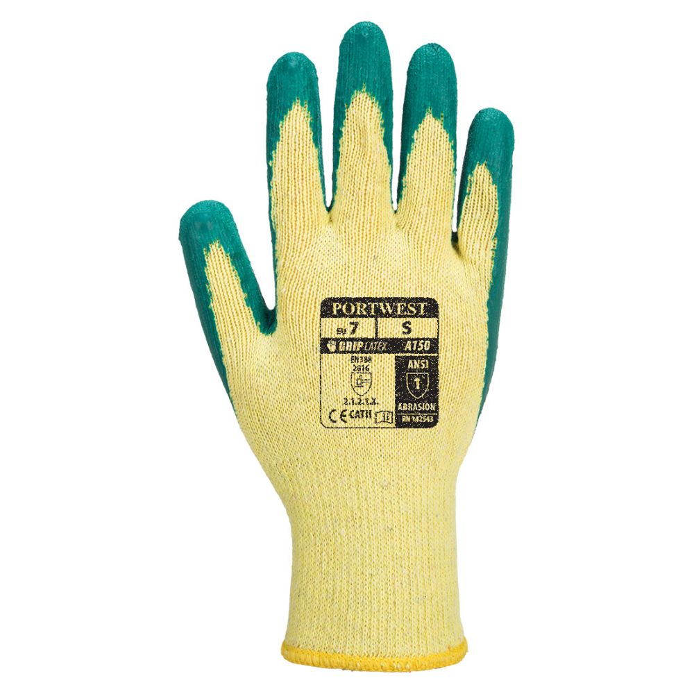 Guantes de trabajo classic grip látex con logo vista 1