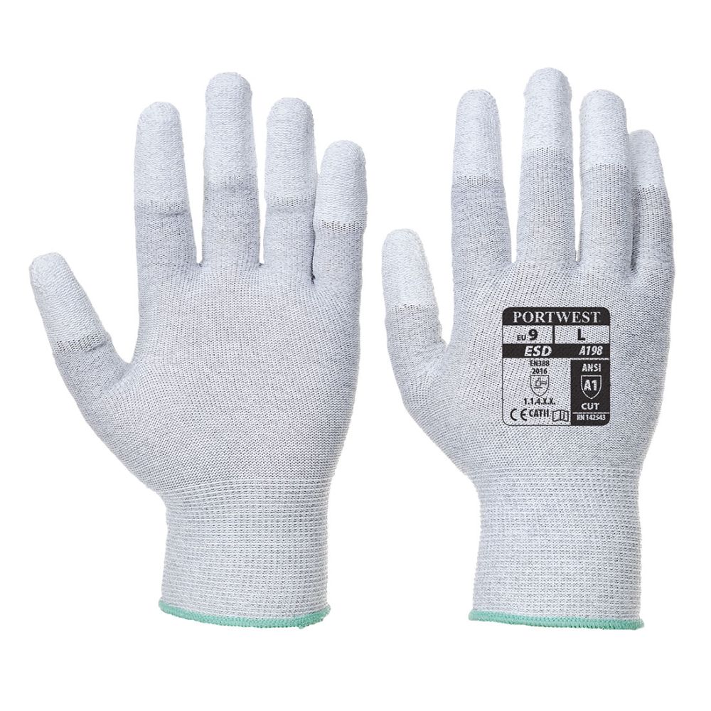 Guantes de trabajo antiestático con las puntas cubiertas con pu vista 1