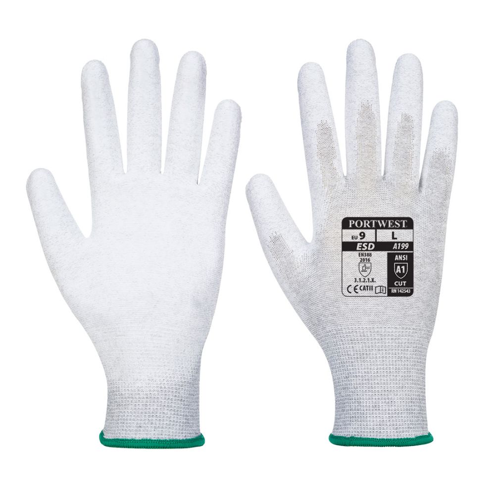 Guantes de trabajo antiestático con la palma cubierta con pu vista 1