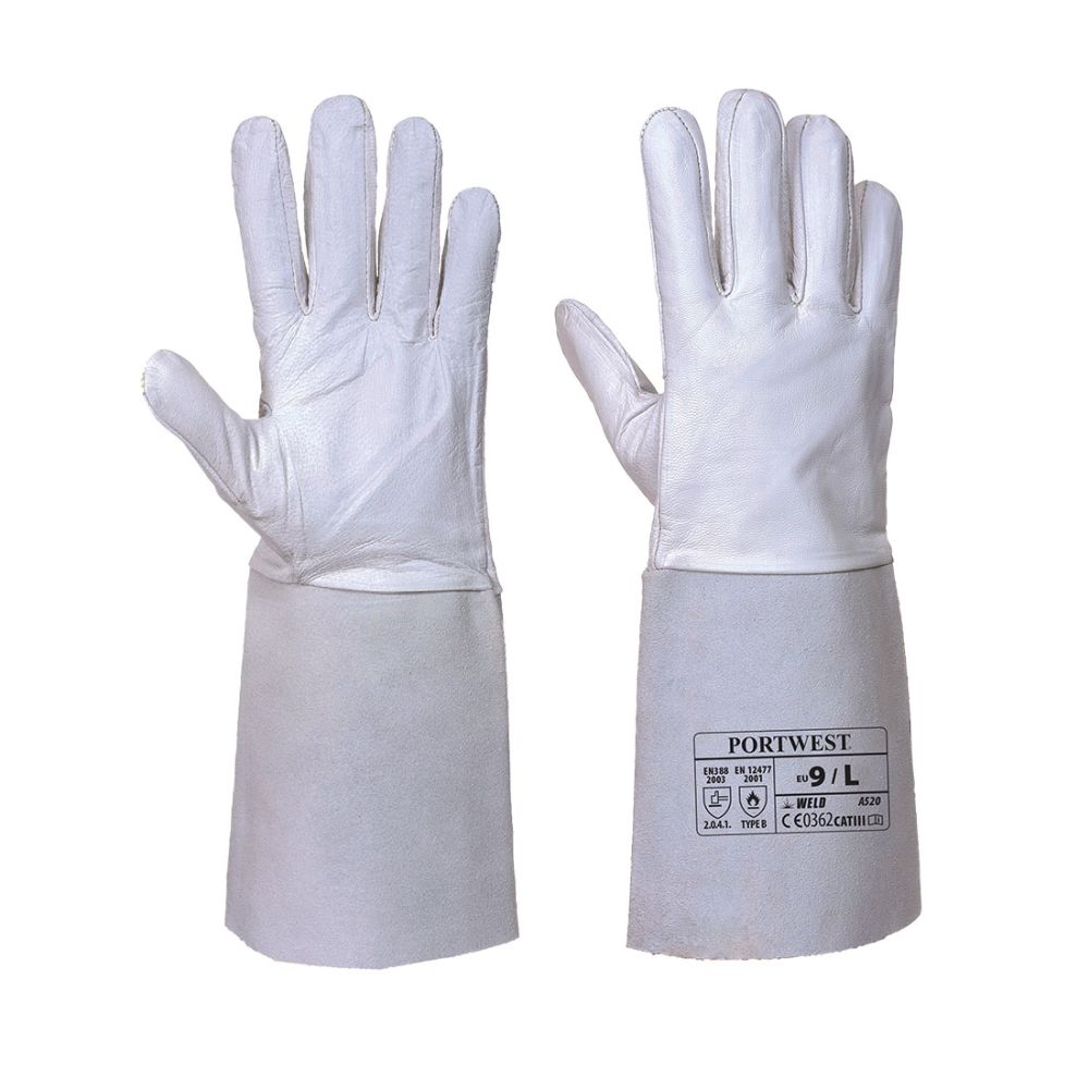 Guantes de trabajo premium soldadura tig con logo vista 1