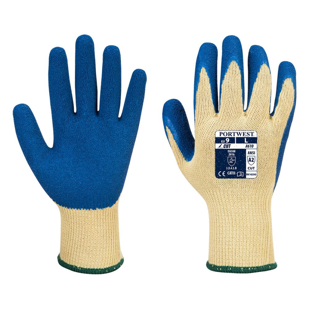 Guantes de trabajo grip de látex con logo vista 1