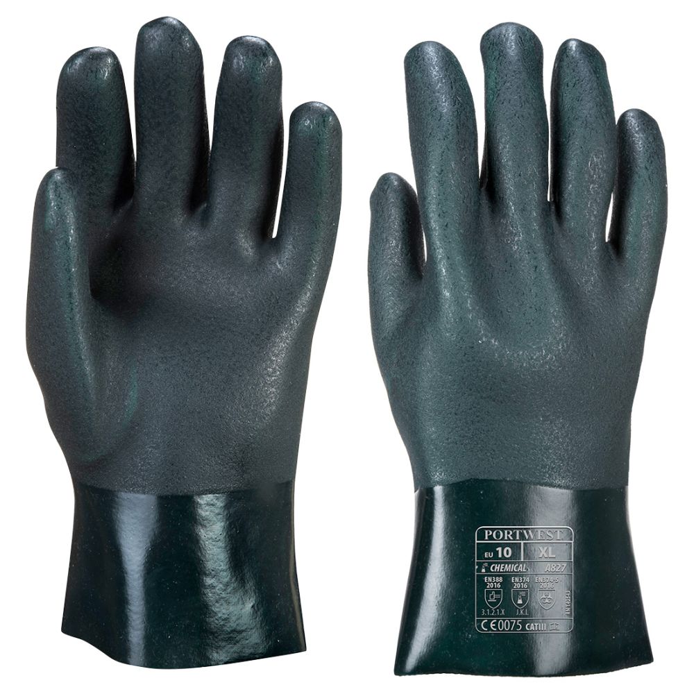 Guantes de trabajo de pvc de doble inmersión con logo vista 1