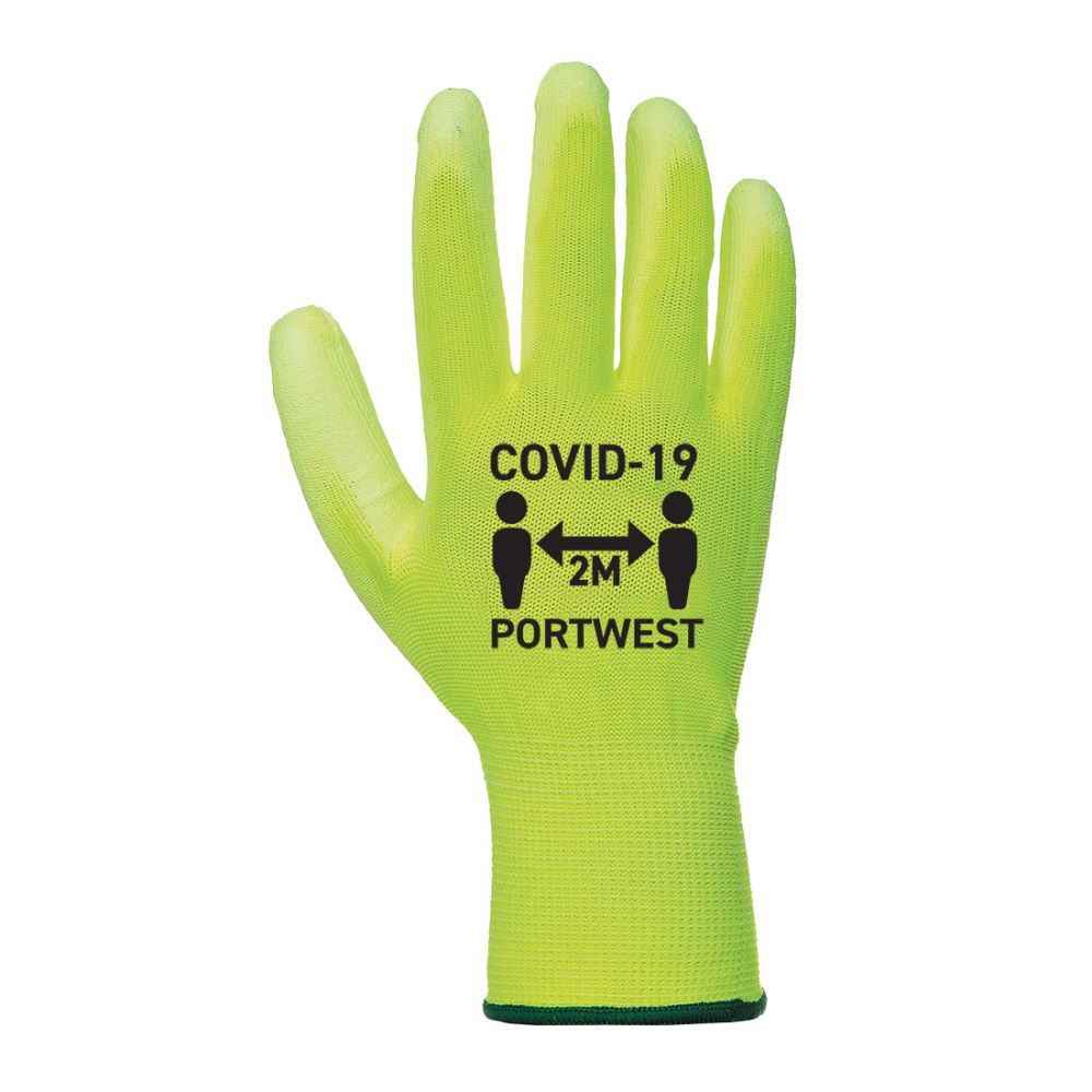Guantes de trabajo con la palpa de pu covid vista 1