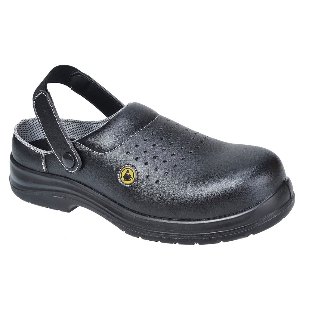 Zapatos de trabajo zueco portwest compositelite esd perforated sb ae con logo vista 1