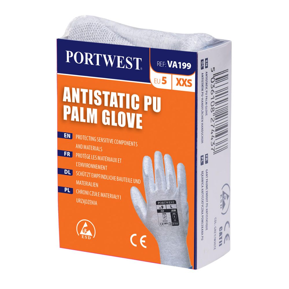 Guantes de trabajo antiestático vending con la palma cubierta con pu vista 1