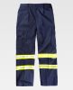 Pantalones reflectantes workteam recto fluorescentes de poliéster azul marino amarillo flúor para personalizar vista 1