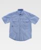 Camisas de trabajo workteam manga corta celeste con publicidad vista 1
