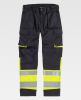 Pantalones reflectantes workteam combinado y dos bolsill negro amarillo fluor con publicidad vista 1