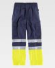Pantalones reflectantes workteam con refuerzos combinado con alta visibilid azul marino amarillo flúor con publicidad vista 1