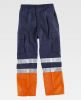 Pantalones reflectantes workteam con refuerzos combinado con alta visibilid azul marino naranja flúor con publicidad vista 1