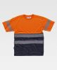 Camisetas reflectantes workteam mc combinada reflectan azul marino naranja flúor con publicidad vista 1