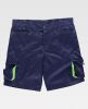 Pantalones reflectantes workteam bermuda combinada con detalles fluorescente de poliéster azul marino verde flúor vista 1