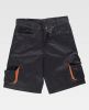 Pantalones reflectantes workteam bermuda combinada con detalles fluorescente de poliéster negro naranja fluor vista 1